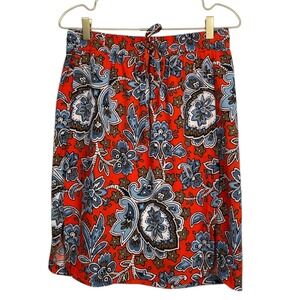 LOFT Paisley Print Skirt Drawstring Waist Casual Summer Boho Size S‎